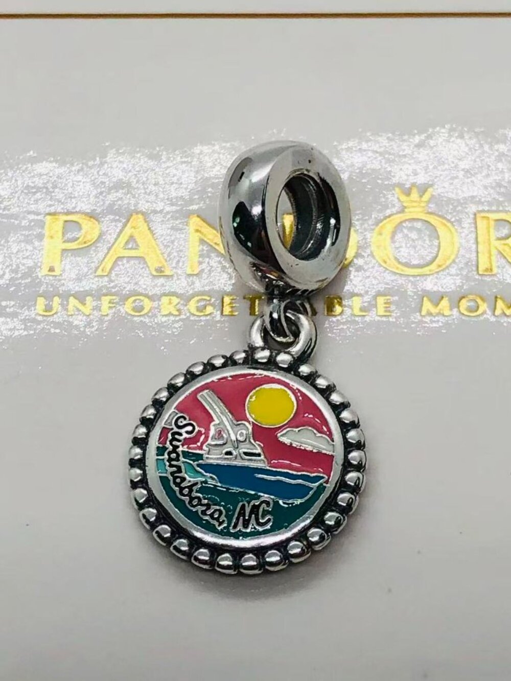 Pandora Swansboro NC Exclusive Dangle charm S925 Silver with box